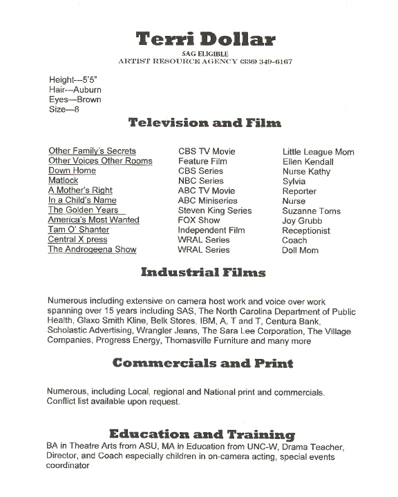 Dollar, Terri (Resume)