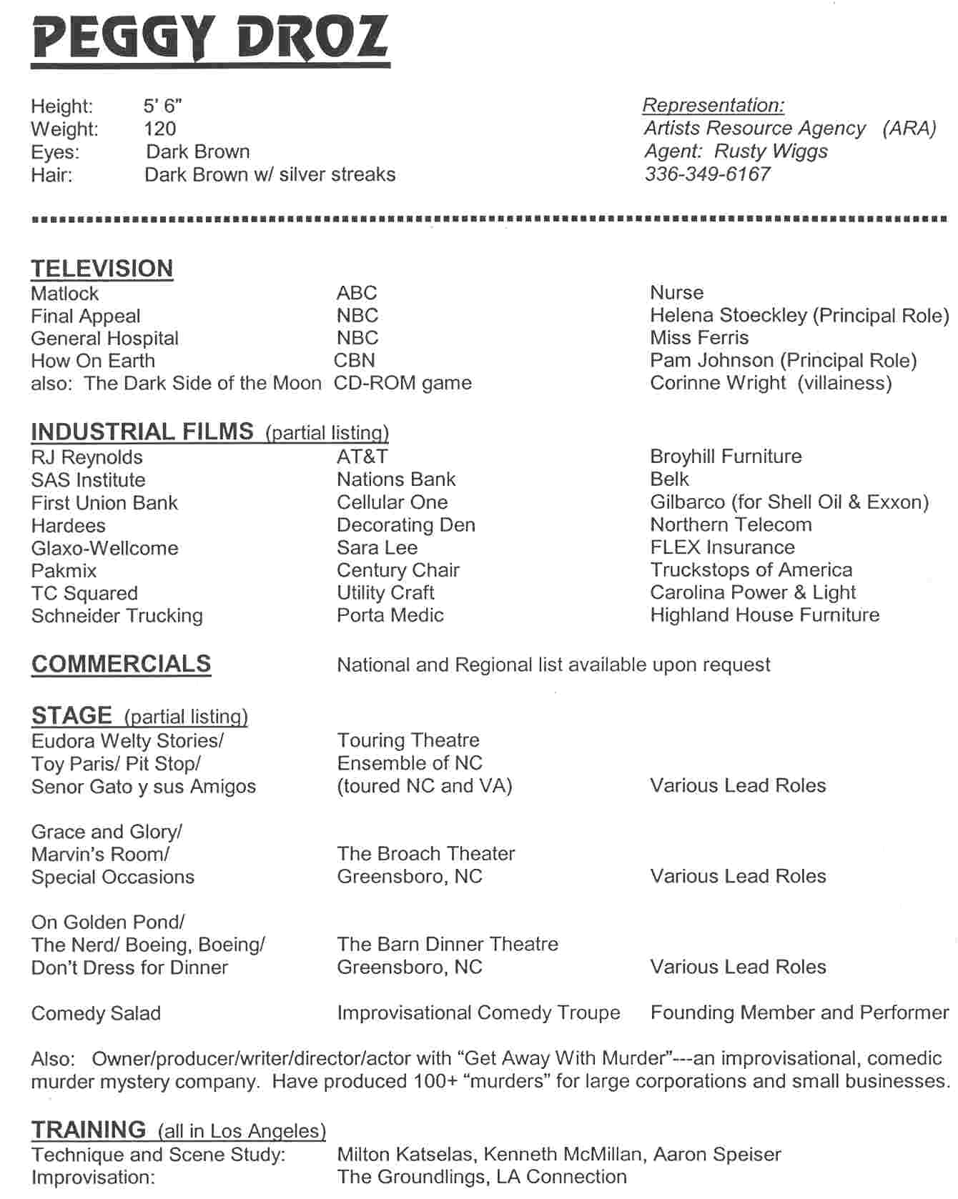 Droz, Peggy (Resume)