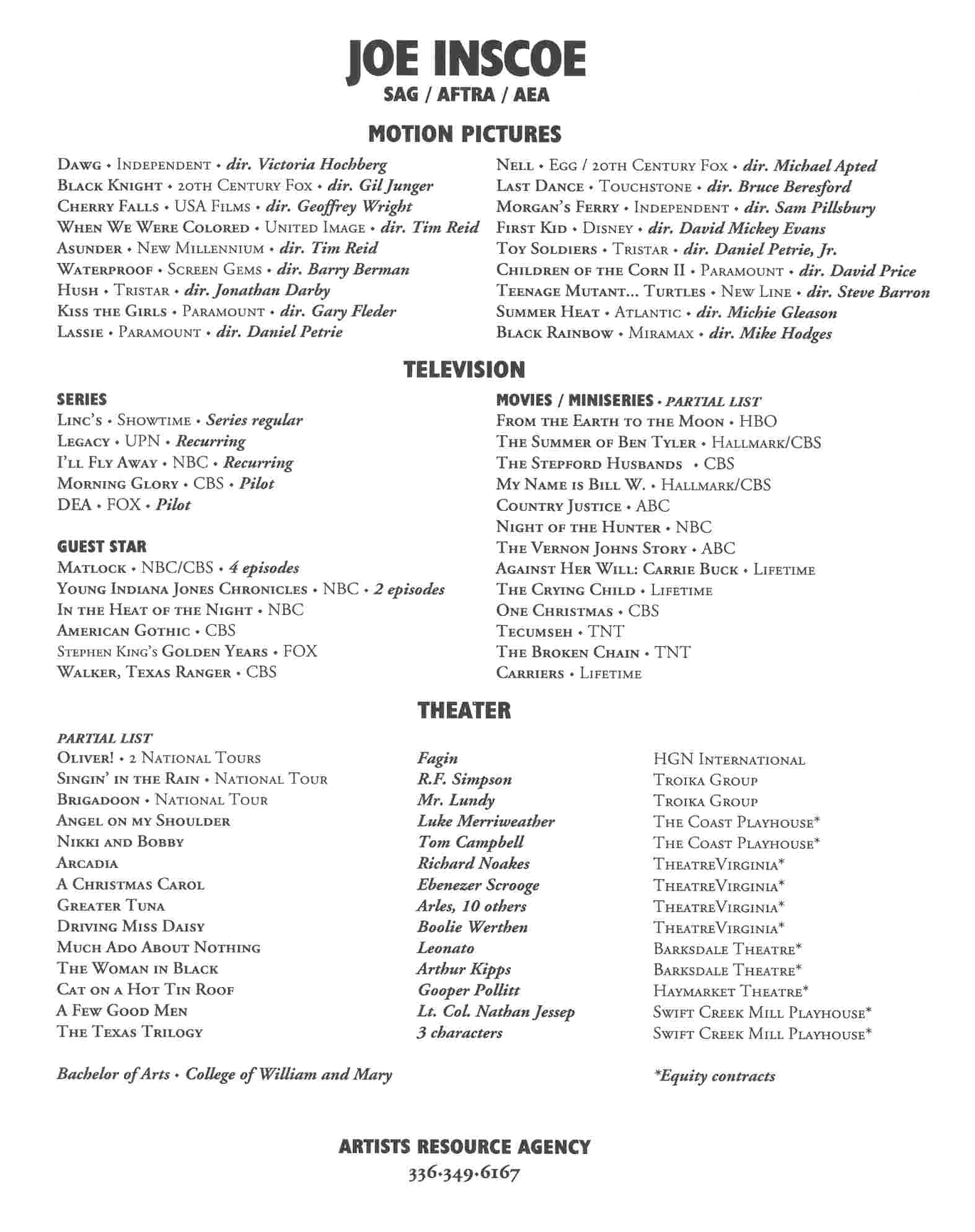 Inscoe, Joe (resume)