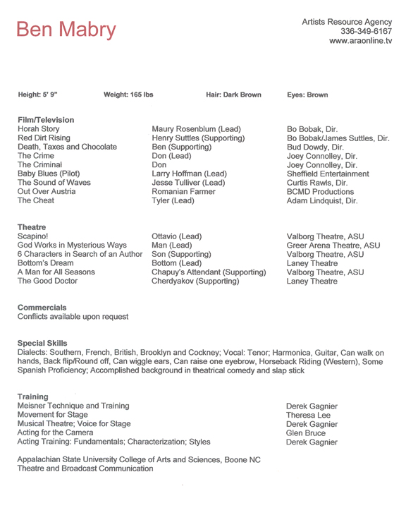 Mabry, Ben (resume)
